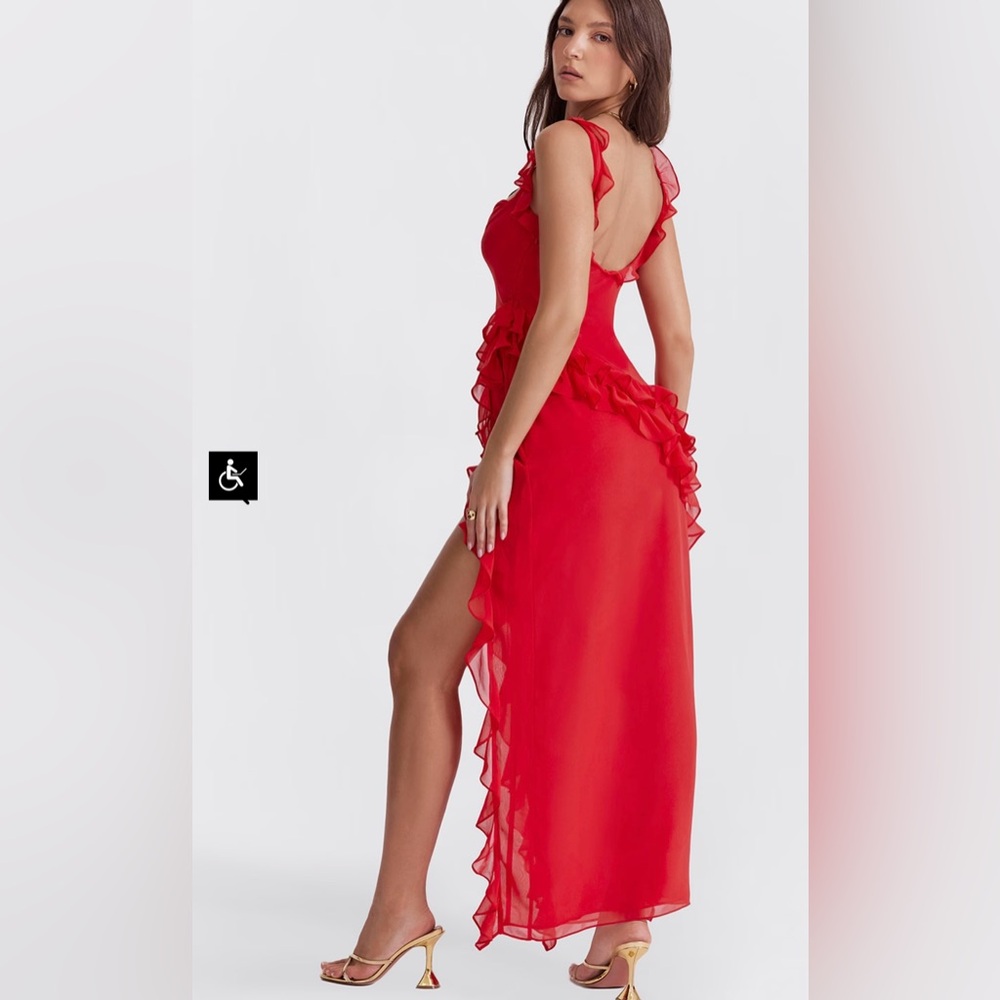Ariela dress from house of CB . Cherry ruffle Maxi dress. Never worn. - Picture 2 of 6